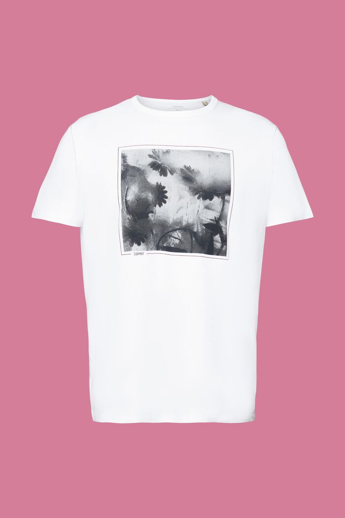 T-shirt ze zrównoważonej bawełny z nadrukiem na piersi, WHITE, detail image number 6