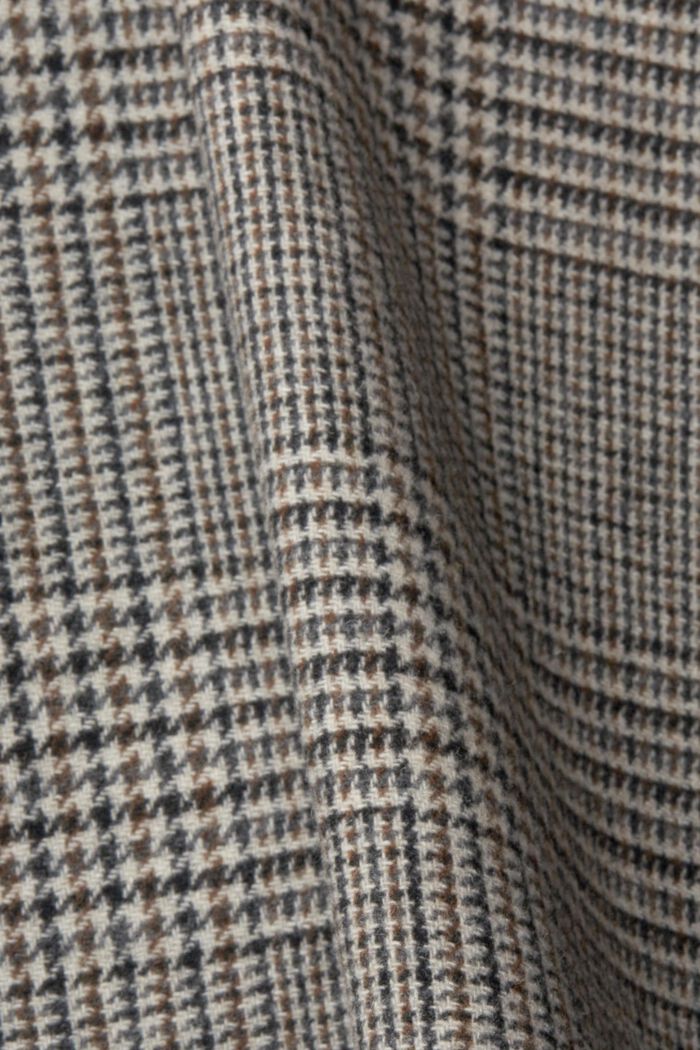 Płaszcz z mieszanki wełnianej w kratkę glencheck, GREY, detail image number 4