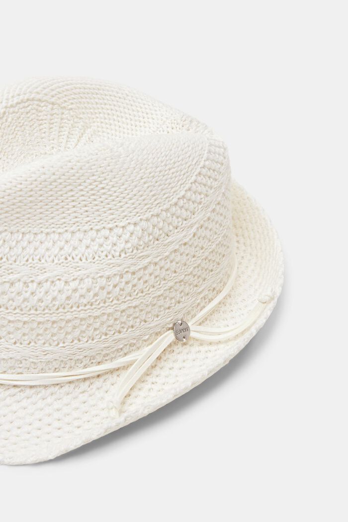 Dzianinowy kapelusz fedora, OFF WHITE, detail image number 1