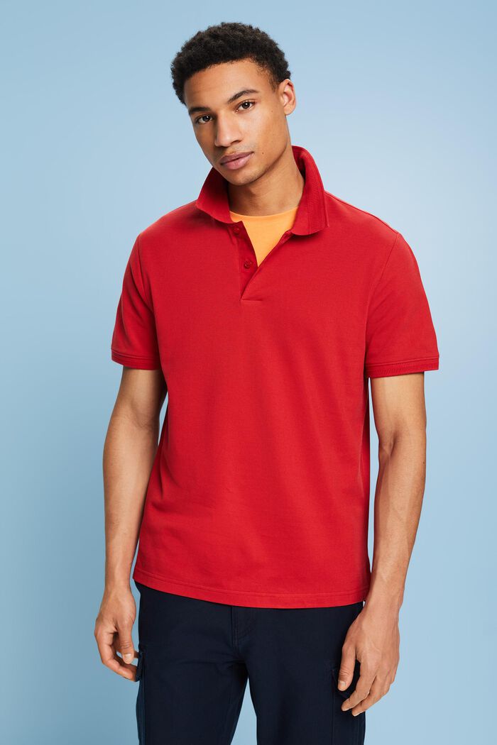 Koszulka polo z piki bawełnianej, DARK RED, detail image number 0