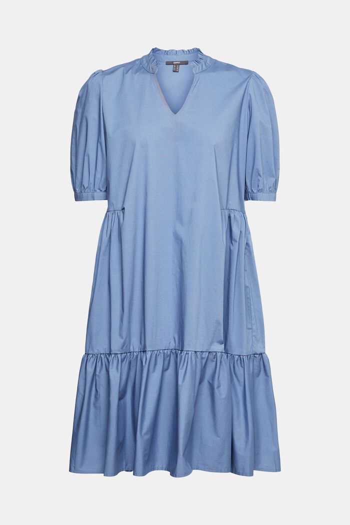 Sukienka z falbanami, z bawełny, GREY BLUE, detail image number 6