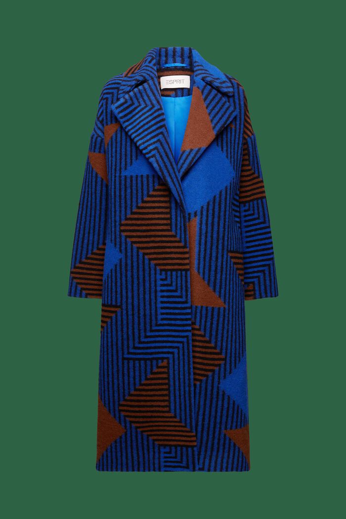 Płaszcz z mieszanki wełnianej z nadrukiem, BRIGHT BLUE, detail image number 7