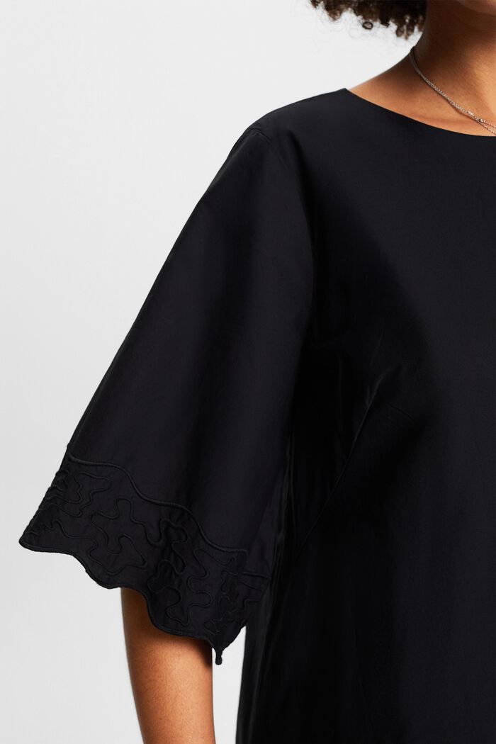 Haftowana sukienka mini z rozkloszowanymi rękawami, BLACK, detail image number 3