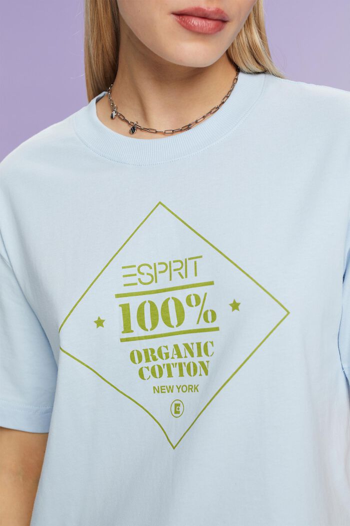 T-shirt z nadrukiem z bawełny organicznej, PASTEL BLUE, detail image number 3