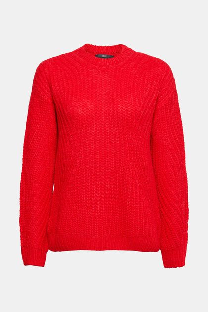 Z alpaką: sweter z dzianiny, RED, overview