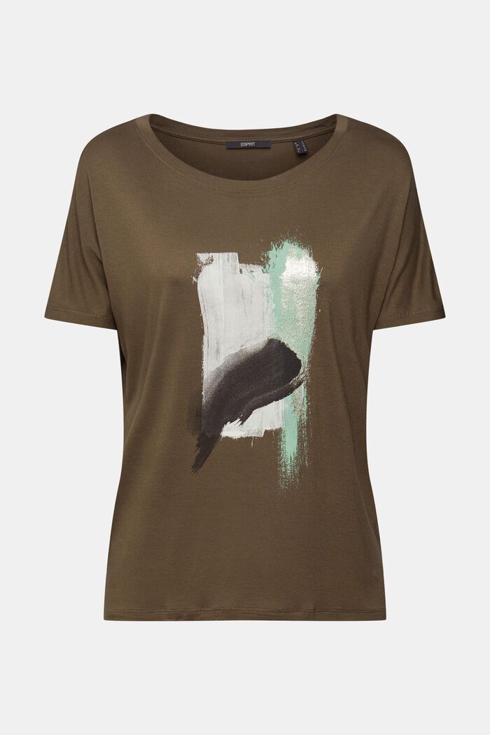 T-shirt z nadrukiem, LENZING™ ECOVERO™, KHAKI GREEN, detail image number 2