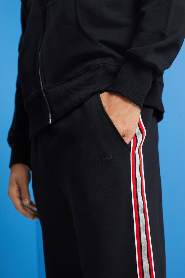 Bawełniane spodnie dresowe w paski, BLACK, detail image number 2