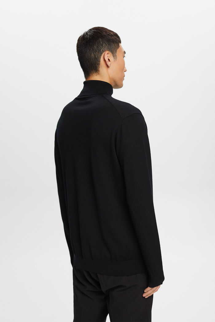 Sweter z półgolfem z wełny merynosowej, BLACK, detail image number 3