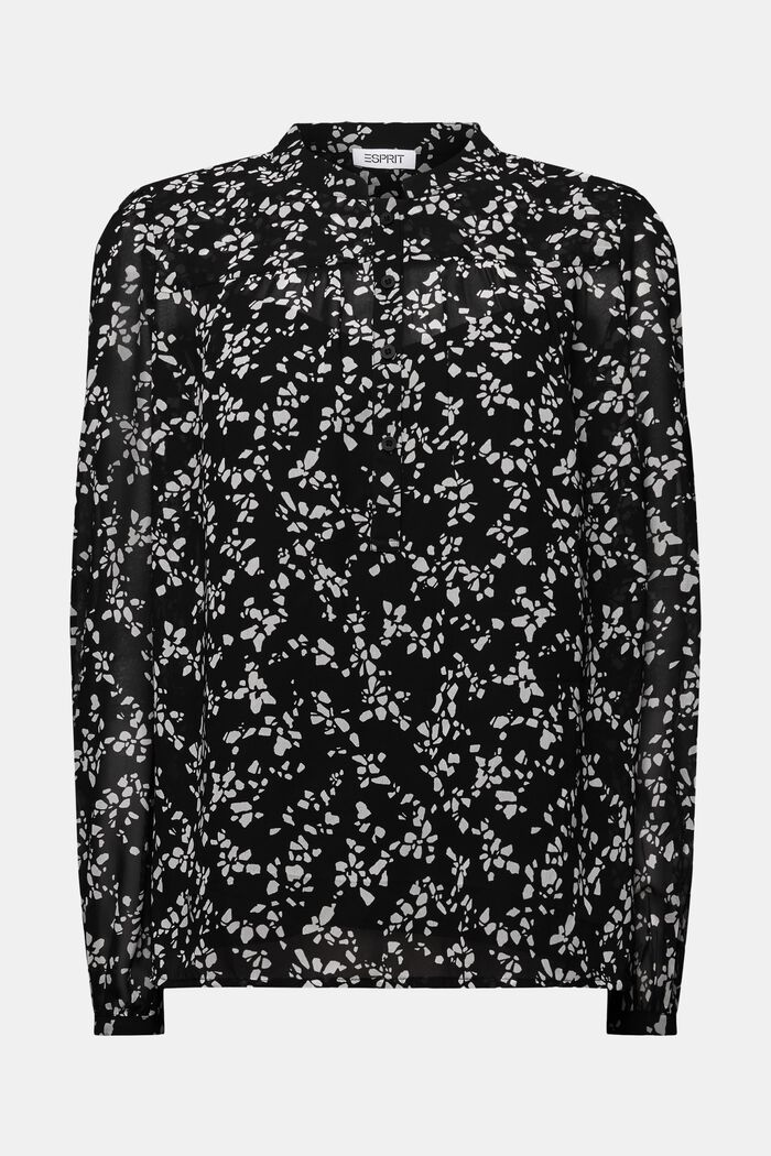 Szyfonowa bluzka z nadrukiem, BLACK, detail image number 5