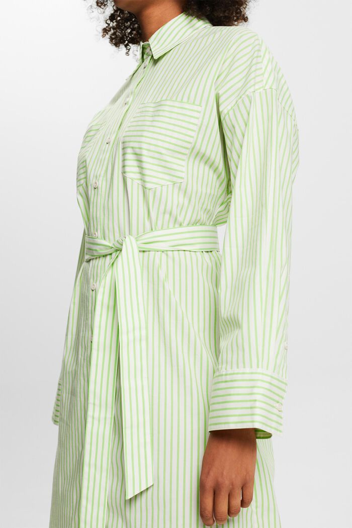 Sukienka koszulowa z popeliny w paski, GREEN, detail image number 4