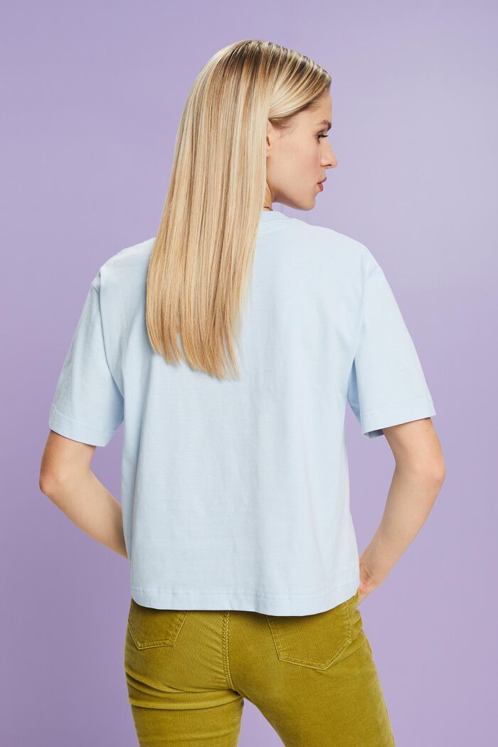 T-shirt z nadrukiem z bawełny organicznej, PASTEL BLUE, detail image number 2
