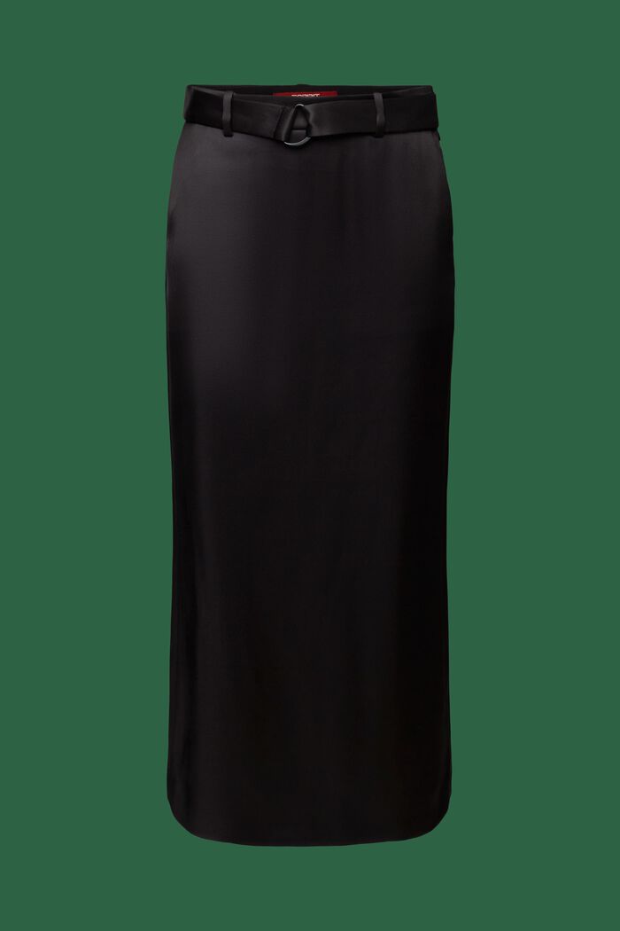 Satynowa spódnica maxi z paskiem, BLACK, detail image number 7