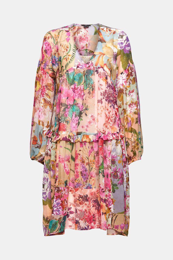 Z recyklingu: szyfonowa sukienka z kwiatowym wzorem, PINK FUCHSIA, detail image number 6