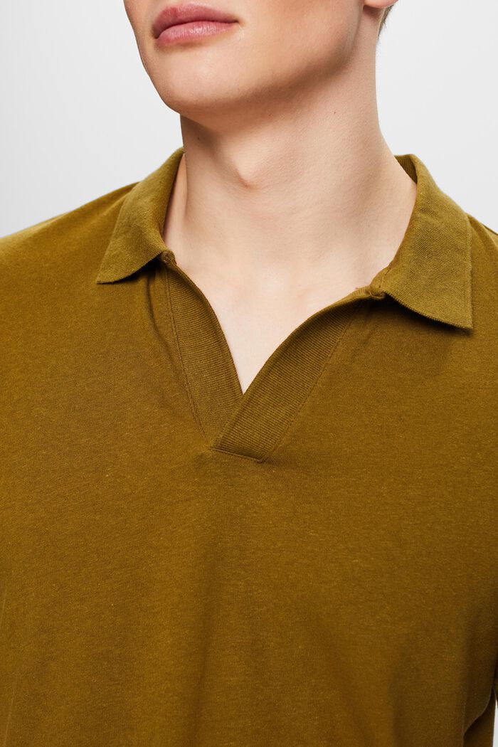 Koszulka polo z bawełny i lnu, OLIVE, detail image number 2