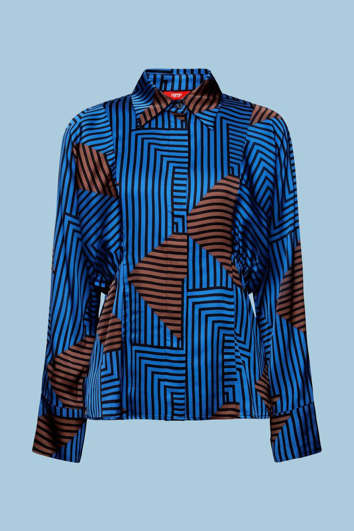 Satynowa bluzka nietoperz, BRIGHT BLUE, detail image number 7