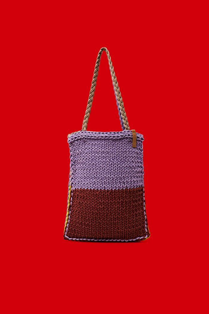 Torebka tote w bloki kolorów z szydełkowej bawełny, MULTI COLOUR, detail image number 0