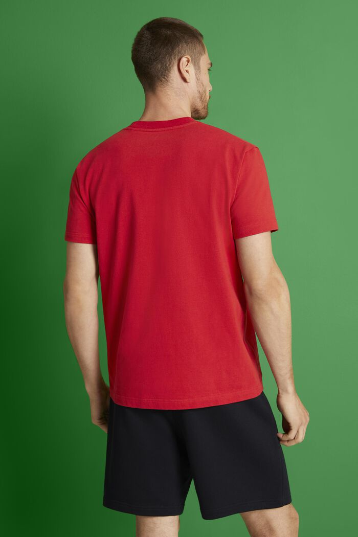 T-shirt z logo z bawełnianego dżerseju, unisex, RED, detail image number 3