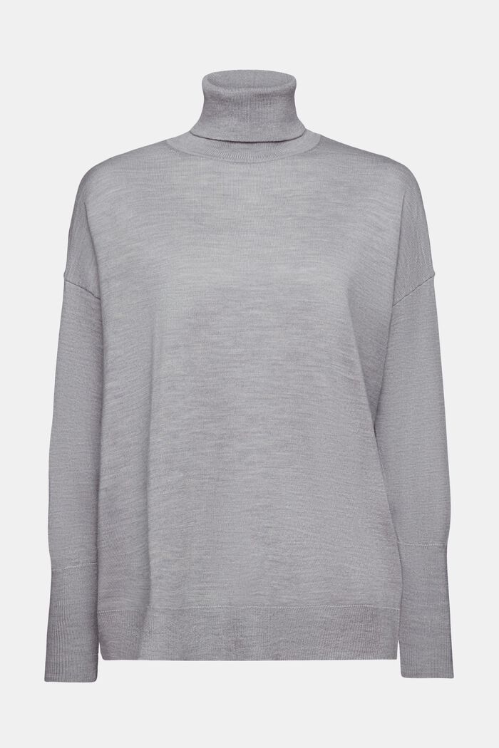 Oversizowy wełniany sweter z półgolfem, MEDIUM GREY, detail image number 6