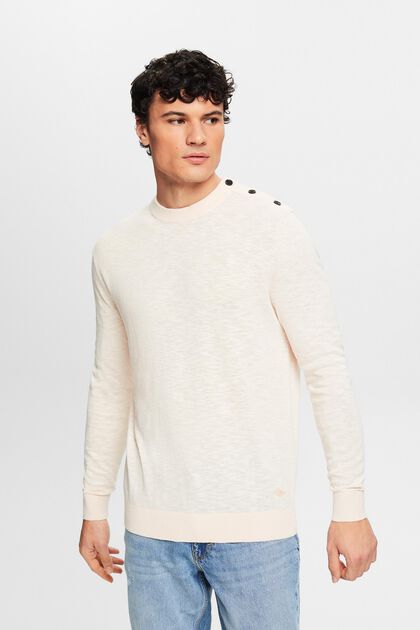 Sweter z okrągłym dekoltem z bawełny i lnu