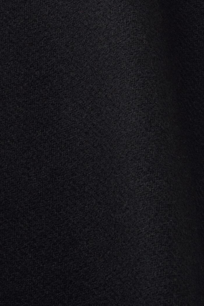 Płaszcz z mieszanki wełnianej z odpinanym kapturem, BLACK, detail image number 5