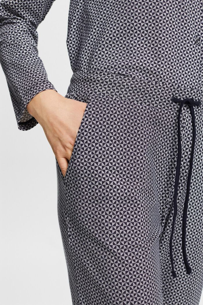 Dżersejowe spodnie z nadrukiem i koronką, NAVY, detail image number 2
