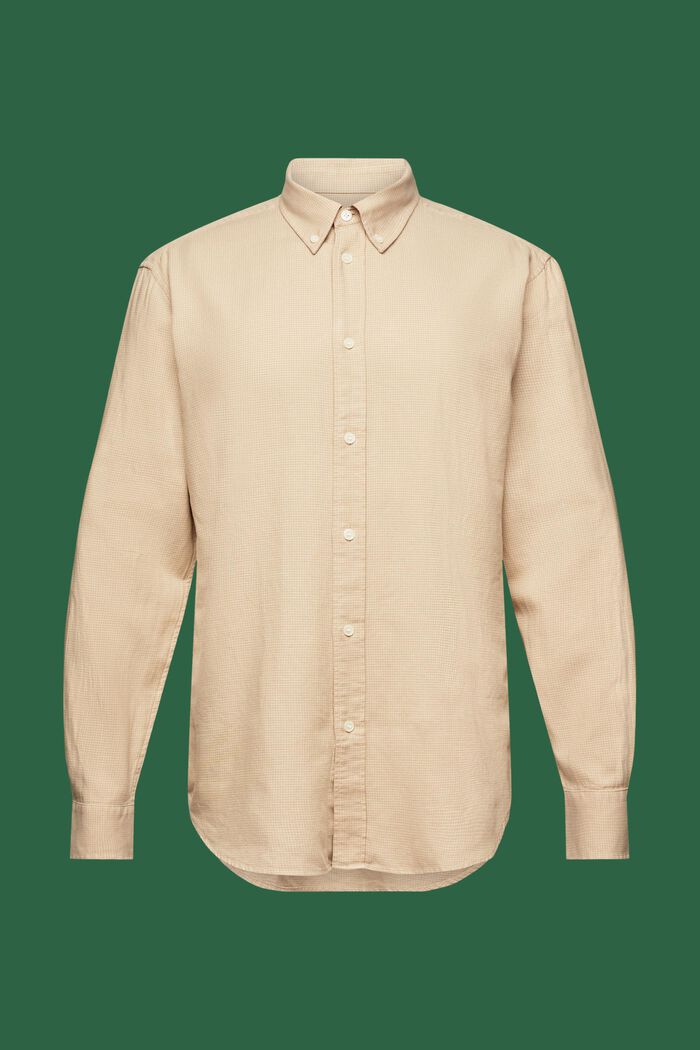 Koszula bawełniana w drobną kratkę, fason regular fit, BEIGE, detail image number 6