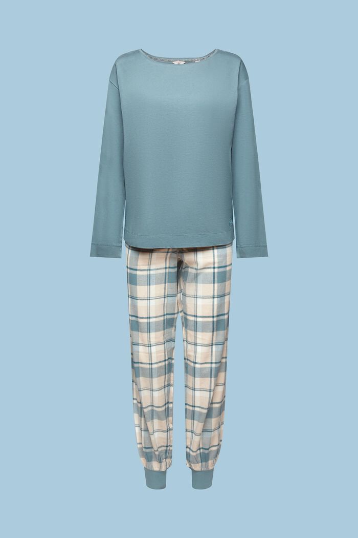 Flanelowa piżama w kratkę, NEW TEAL BLUE, detail image number 5
