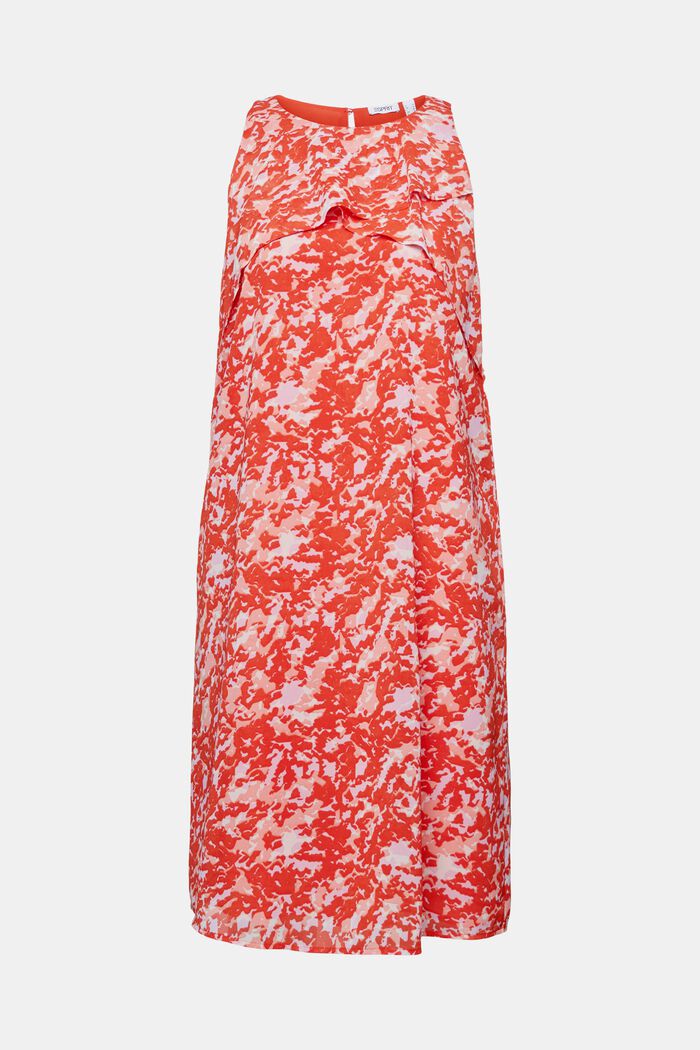 Sukienka mini z szyfonowej krepy z nadrukiem, PASTEL ORANGE, detail image number 6