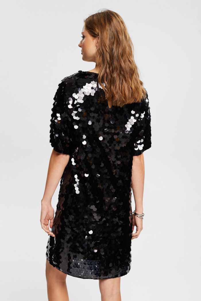 Sukienka mini z dużymi cekinami, LENZING™ ECOVERO™, BLACK, detail image number 3