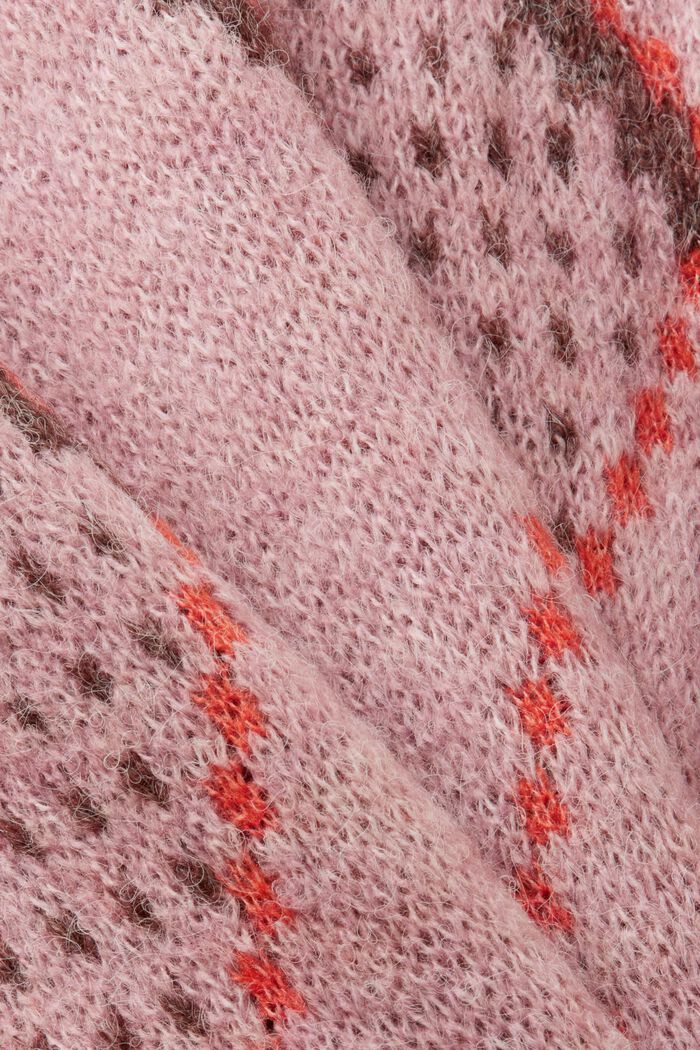 Sweter w kratkę z mieszanki wełnianej, OLD PINK, detail image number 5