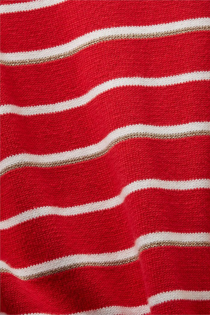 Sweter z dzianiny w paski z kaszmirem, RED, detail image number 5
