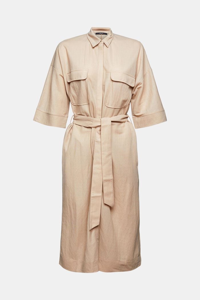 Koszulowa sukienka, LENZING™ ECOVERO™, LIGHT TAUPE, detail image number 0