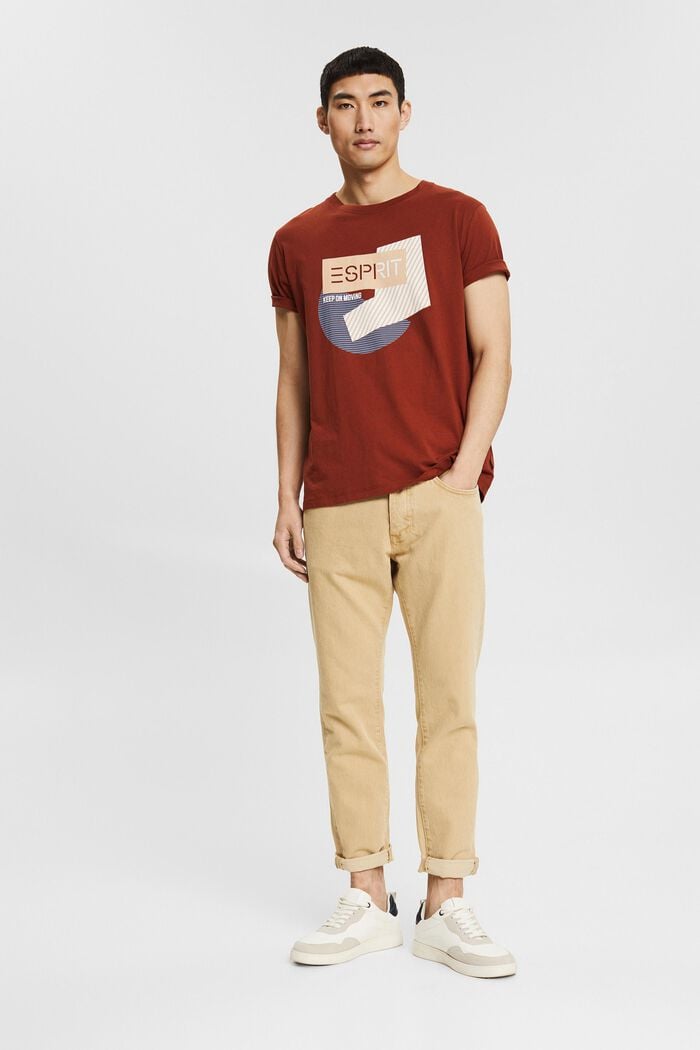 T-shirt z dżerseju z nadrukiem, bawełna ekologiczna, RUST BROWN, detail image number 5