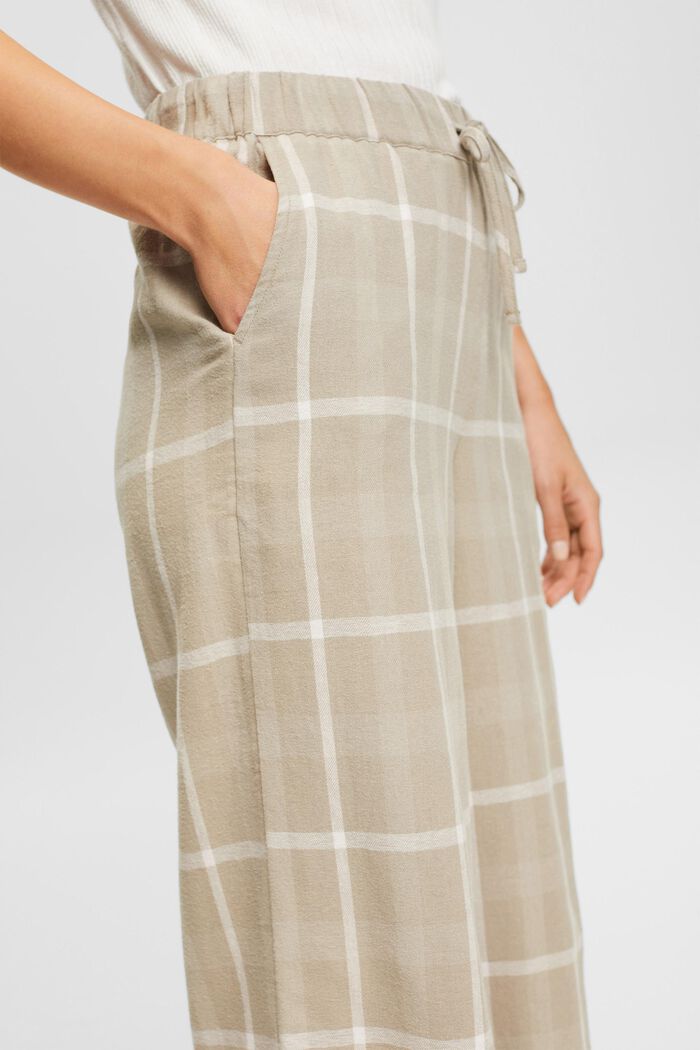 Kraciaste spodnie od piżamy z flaneli bawełnianej, LIGHT KHAKI, detail image number 0