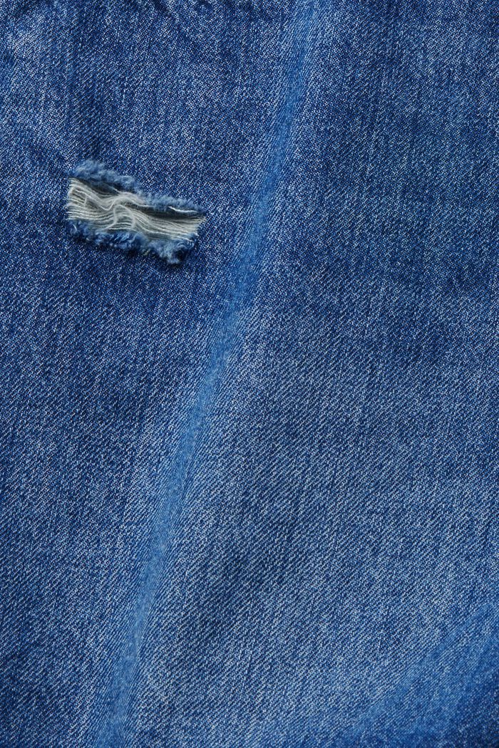 Dżinsowe szorty w stylu used, 100% bawełny, BLUE DARK WASHED, detail image number 6