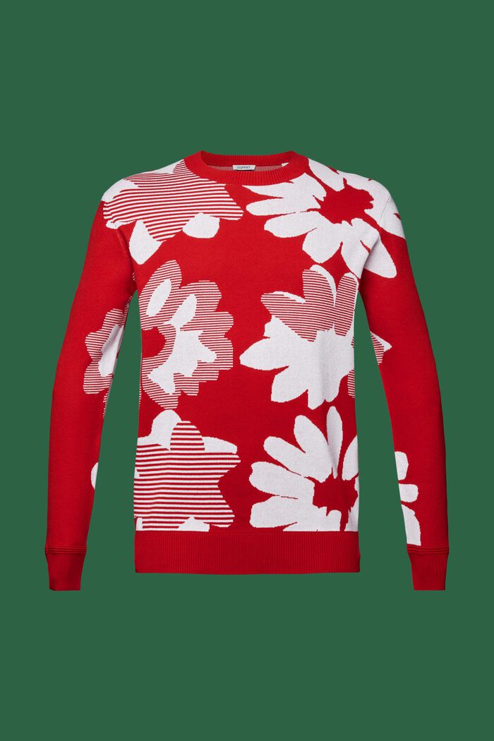 Żakardowy sweter z bawełny, DARK RED, detail image number 6