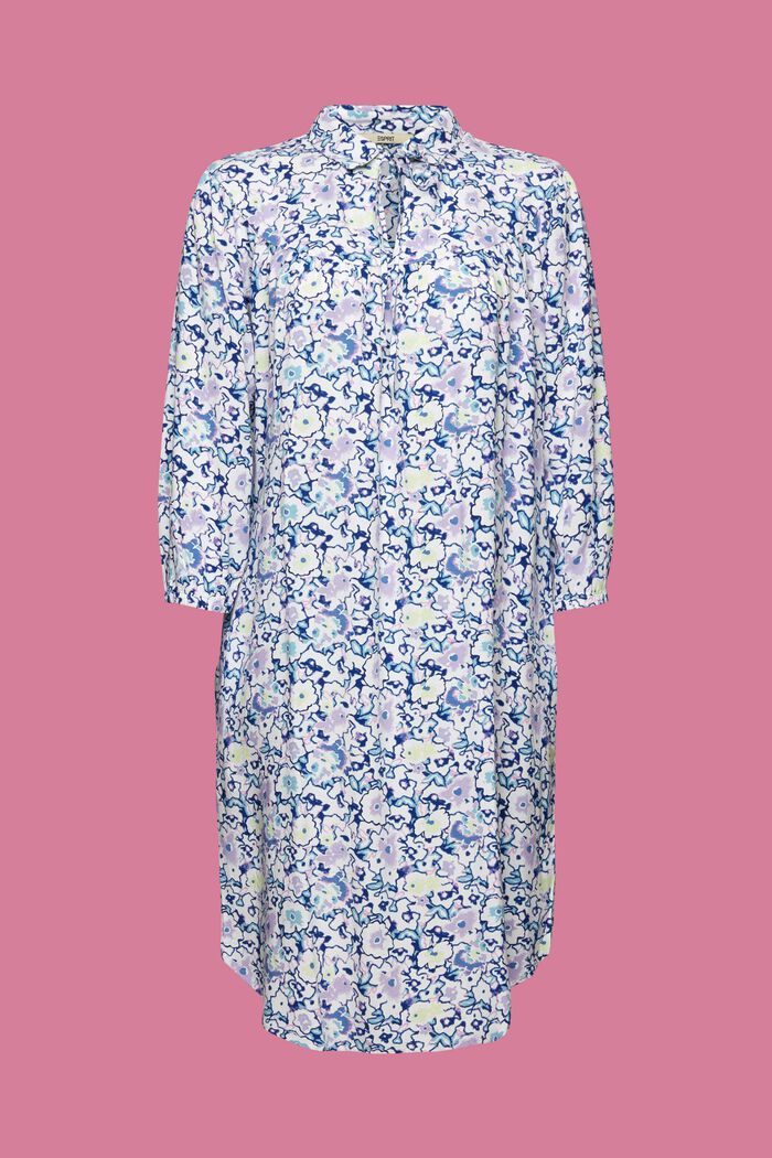 Sukienka midi z wiązaniem na szyi w kwiaty, WHITE, detail image number 6