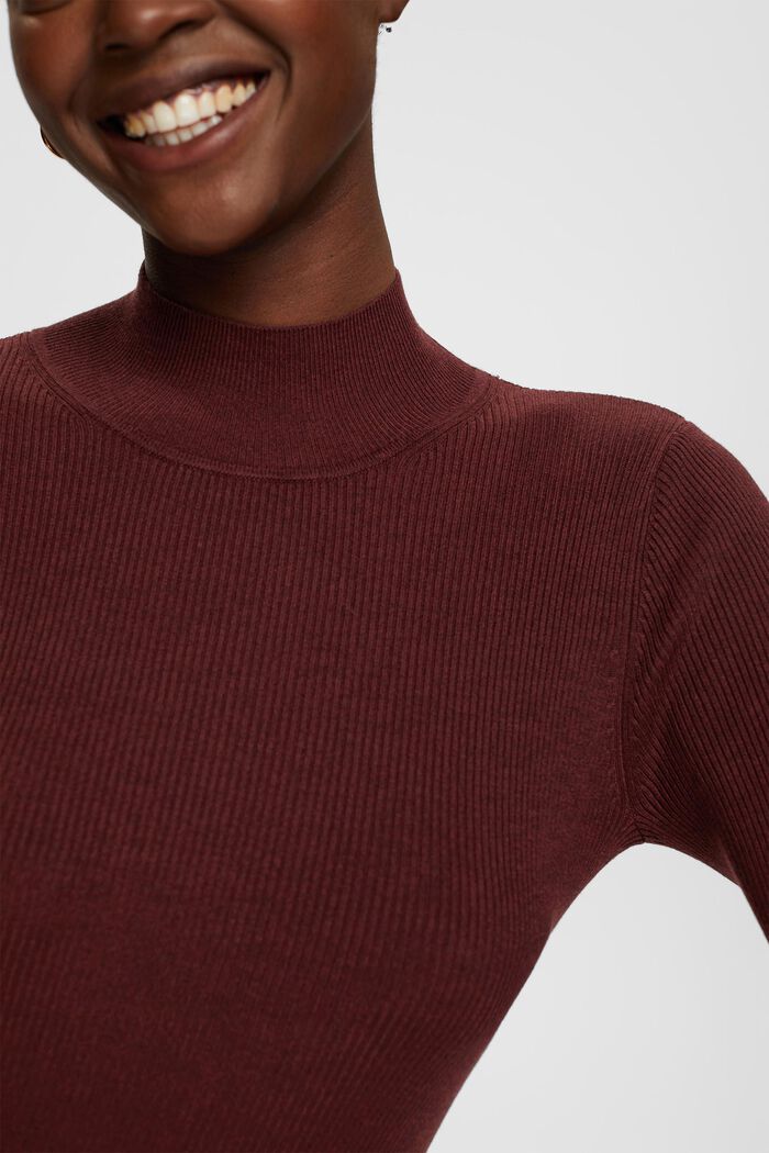 Prążkowany sweter, LENZING™ ECOVERO™, BORDEAUX RED, detail image number 0