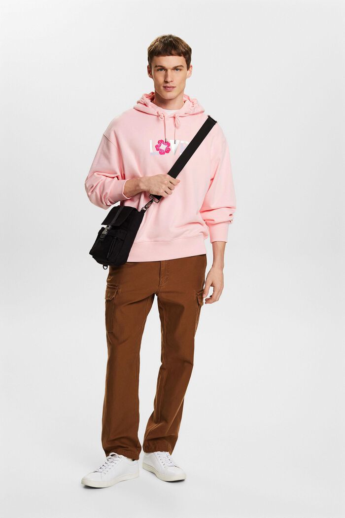 Bluza oversize z kapturem i nadrukiem, unisex, PASTEL PINK, detail image number 1