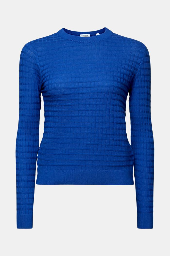 Sweter z fakturowanej dzianiny, BRIGHT BLUE, detail image number 6
