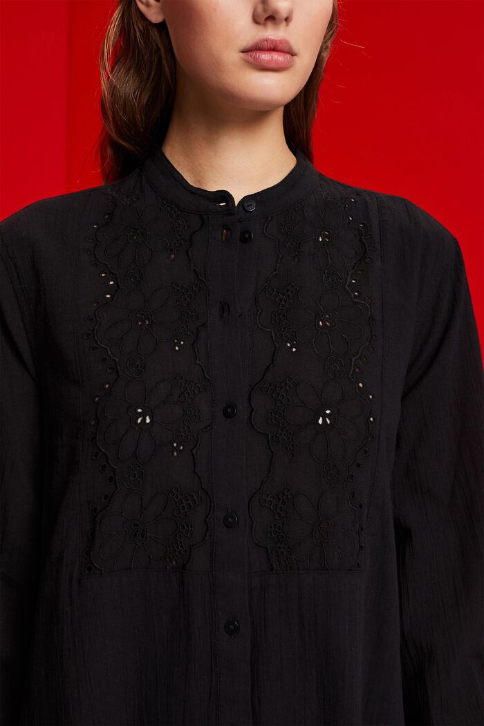 Sukienka koszulowa z haftem, BLACK, detail image number 2
