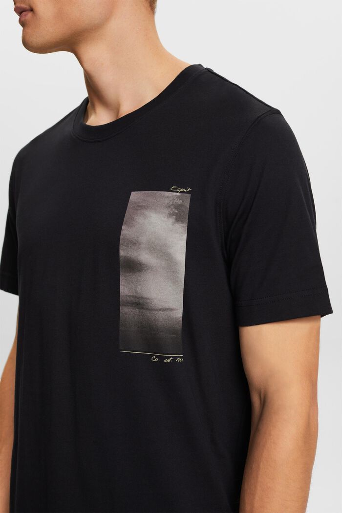 T-shirt z nadrukiem z bawełny organicznej, BLACK, detail image number 1