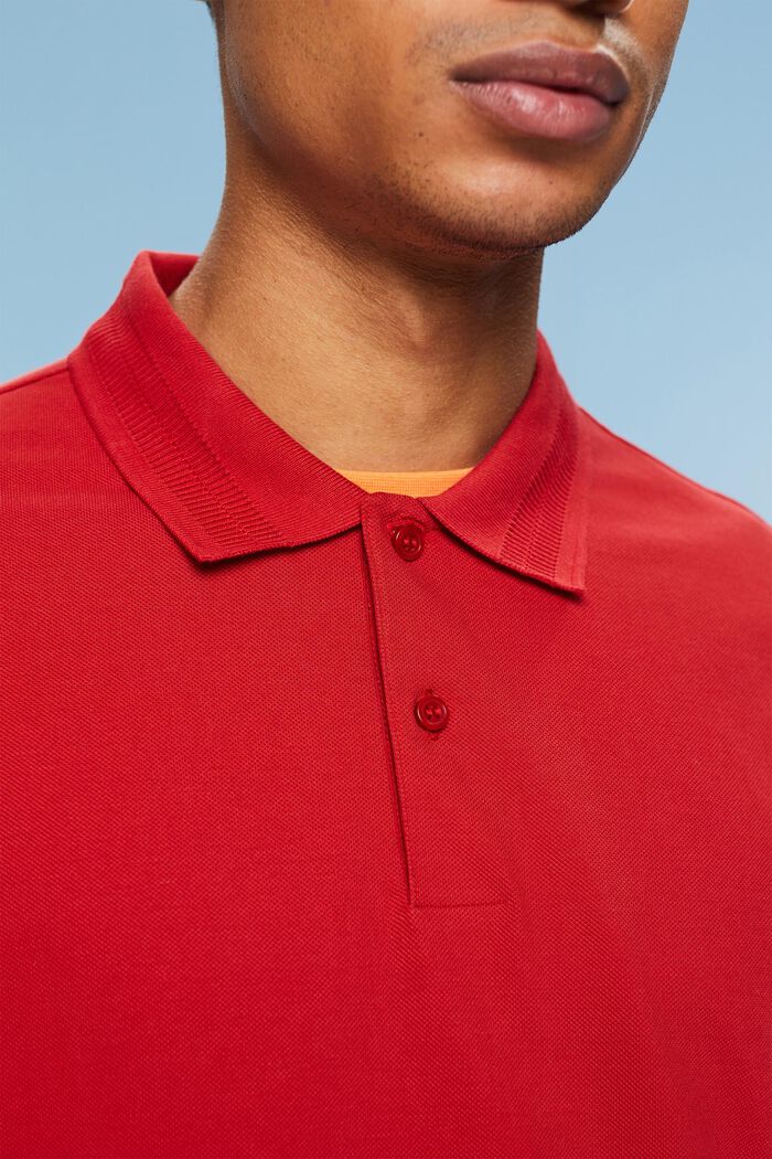 Koszulka polo z piki bawełnianej, DARK RED, detail image number 4