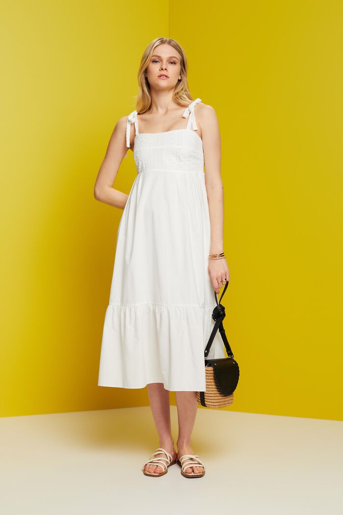 Sukienka midi z haftem, LENZING™ ECOVERO™, WHITE, detail image number 1