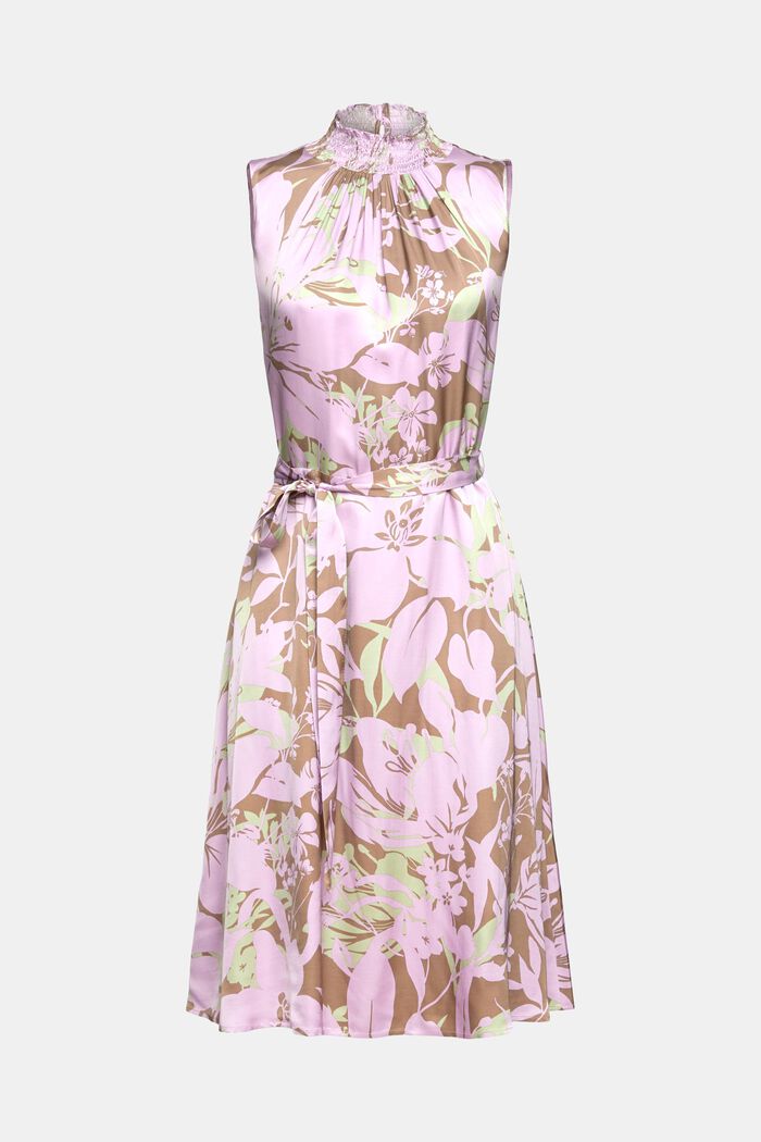 Kwiecista sukienka z materiału przypominającego satynę, LENZING™ ECOVERO™