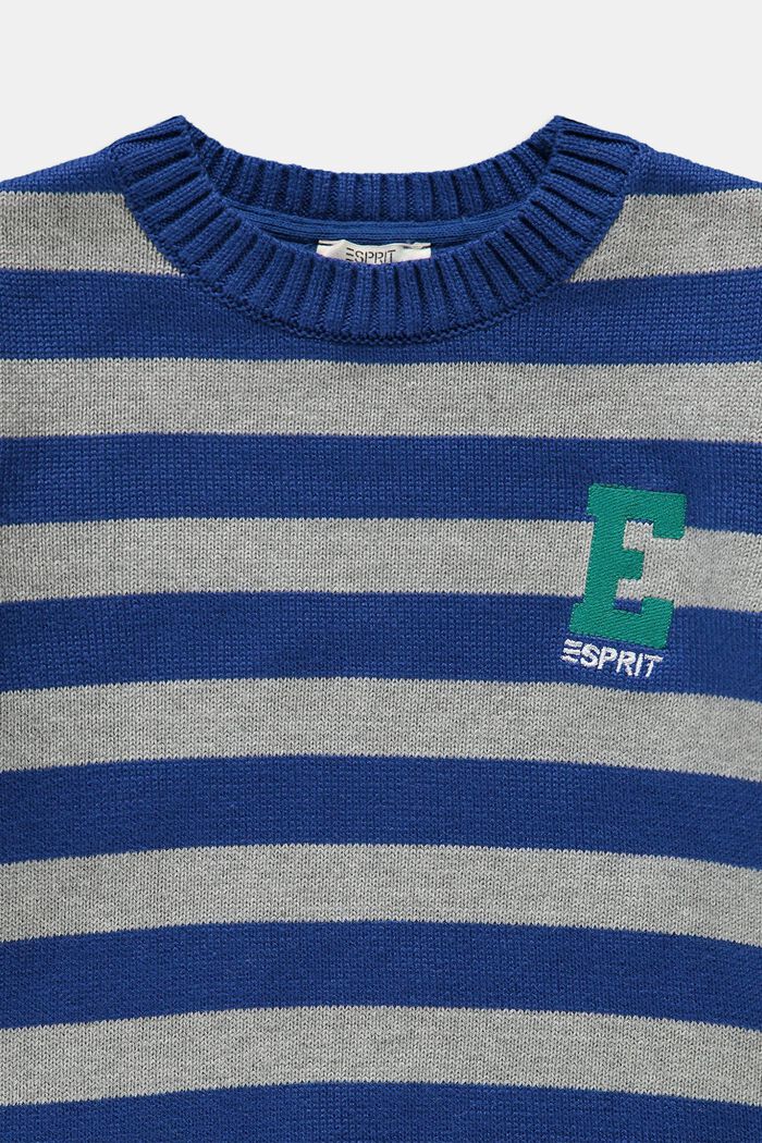 Sweter w paski z haftowanym logo, BRIGHT BLUE, detail image number 2
