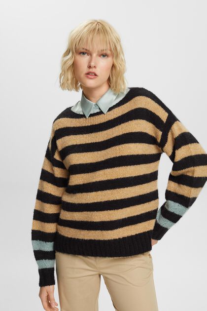 Sweter w paski z mieszanki z wełną i moherem