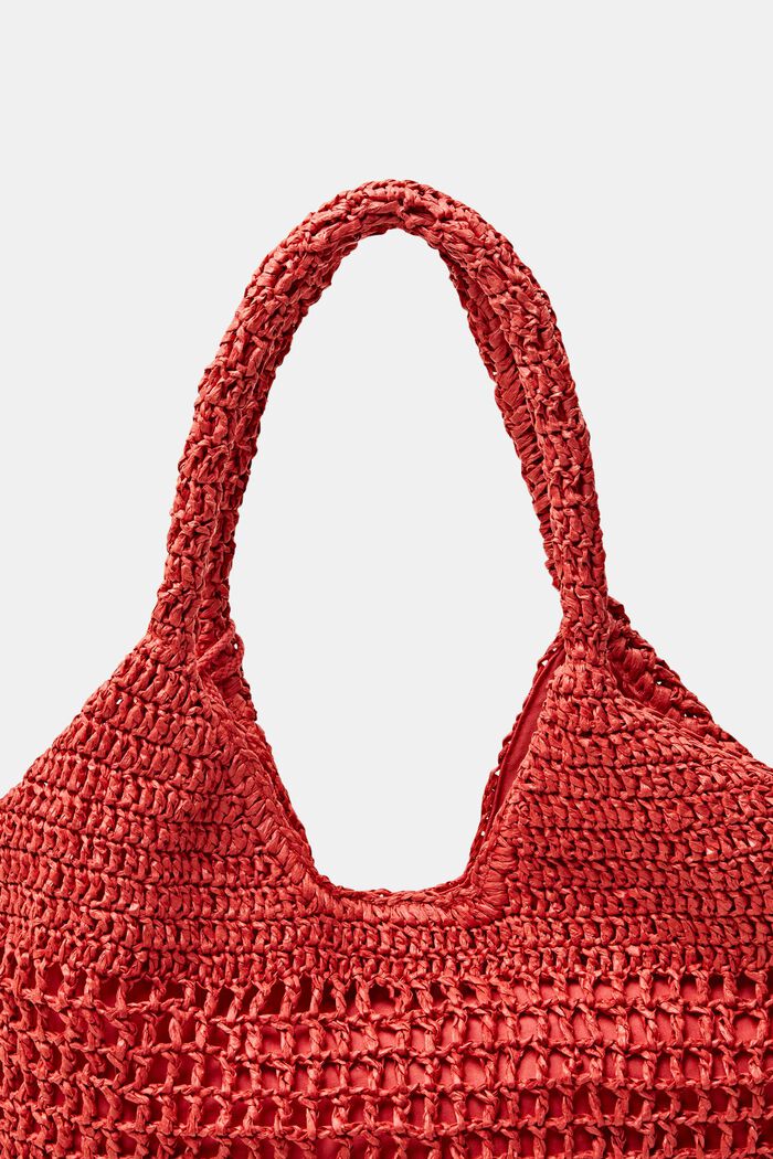 Słomkowa torba tote, ORANGE RED, detail image number 1