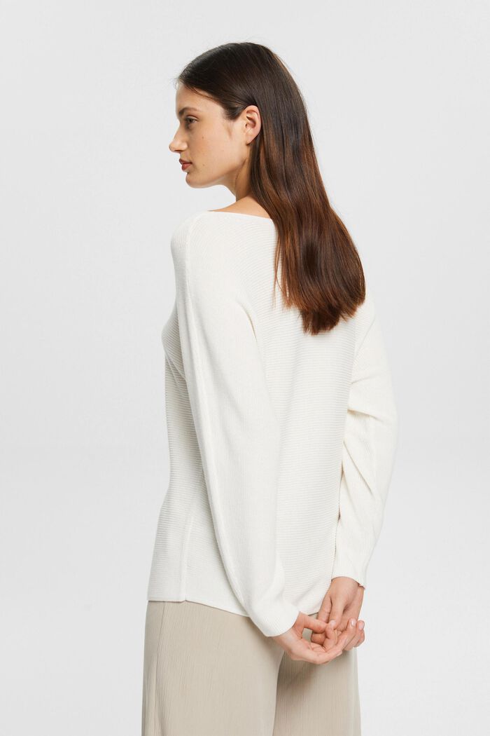 Sweter z łódkowym dekoltem, z bawełny organicznej/TENCELU™, OFF WHITE, detail image number 5
