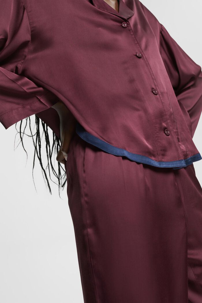 Satynowa piżama, BORDEAUX RED, detail image number 2